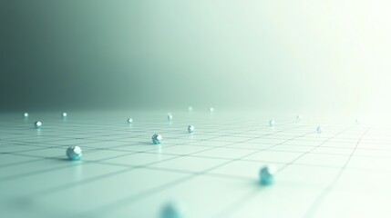 Naklejka premium Scattered Metallic Spheres on a Gridded Surface with Soft Light
