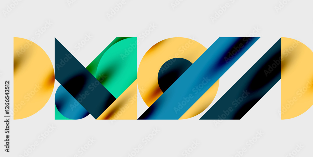 Aufkleber Detailed composition of circles, semicircles, and triangles with glossy effects and smooth gradients. A sleek and modern vector design for creative and tech-inspired projects