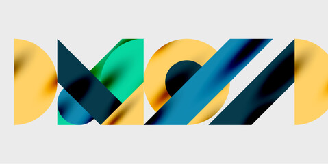 Detailed composition of circles, semicircles, and triangles with glossy effects and smooth gradients. A sleek and modern vector design for creative and tech-inspired projects