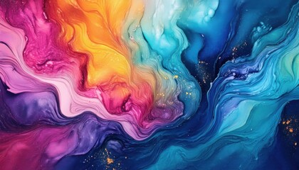 swirling abstract paint texture with vibrant colors of blue, purple, pink, and orange blending in fluid motion