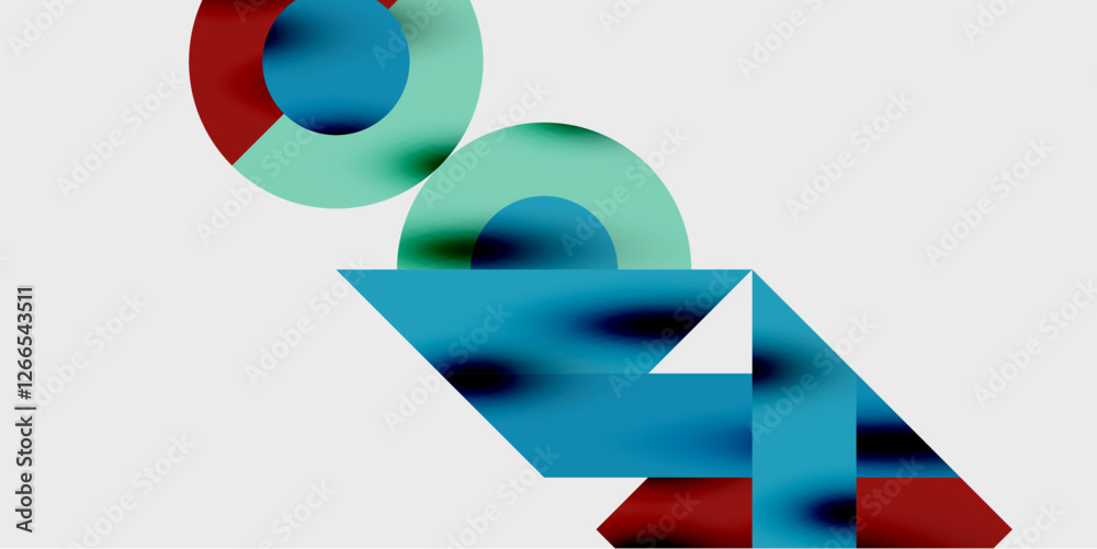 Aufkleber Modern abstract background featuring circles, lines, and triangles in a dynamic geometric composition. Perfect for stylish, tech, or creative-themed designs