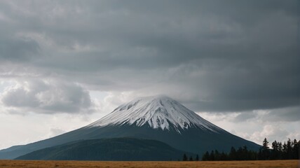 Fototapeta premium there is a large mountain with a snow covered top in the distance