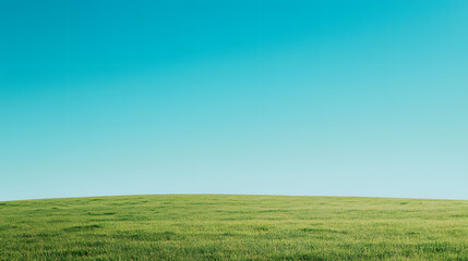 Obraz premium Green grass on blue clear sky, spring nature panorama. Green grass on blue clear sky, spring nature theme, Generative ai