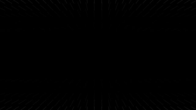halftone white lines bars on black background animation opening horizontal spread all direction form center gradually, futuristic digital sciene fiction theme scene