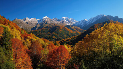 stunning view of mountain range with vibrant autumn colors