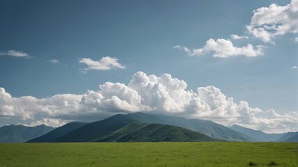 there is a large field with a mountain in the background