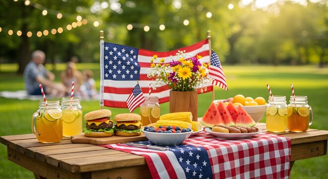Patriotic Fourth of July Picnic Food and Drinks