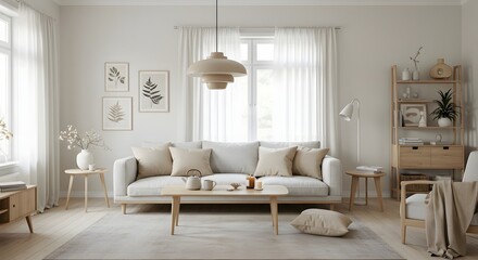 Light and Airy Living Room Design with Neutral Tones