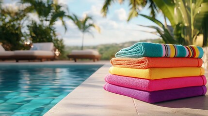 Obraz premium swimming pool with towels