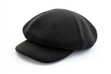 Black plain cap isolated on white background. 3D render, HD Realistic.