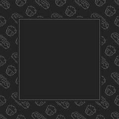 bread frame. doodle bakery square frame. hand drawn bread frame background. bakery background