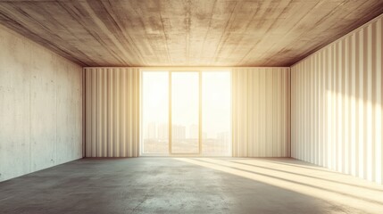 Fototapeta premium Modern Empty Room with Large Window and Soft Morning Light