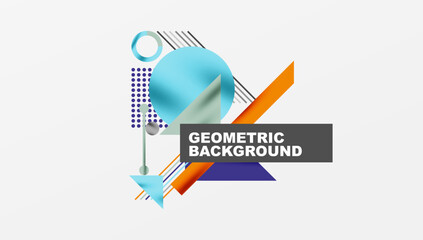 Circles, triangles, squares, rings and lines with shadow effect