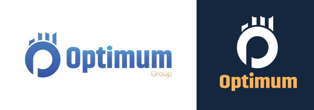 optimum O letter with typography or word logo design template vector