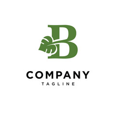 Letter B Monstera Leaf Spade Logo Icon Vector