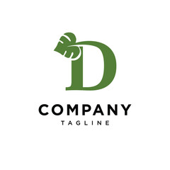 Letter D Monstera Leaf Spade Logo Icon Vector