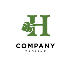 Letter H Monstera Leaf Spade Logo Icon Vector