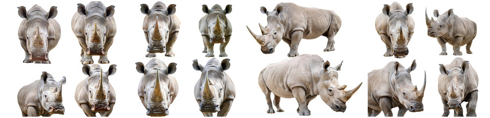Obraz premium Rhinoceros multiple angles isolated on transparent background