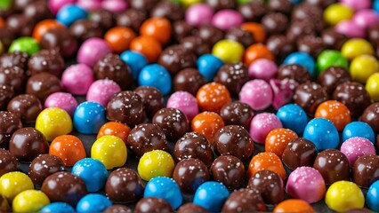 Fototapeta premium Delectable array of colorful chocolate candies with sprinkles