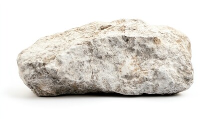 A smooth, weathered stone resting on a white background, showcasing its natural texture and color variations, ideal for backgrounds