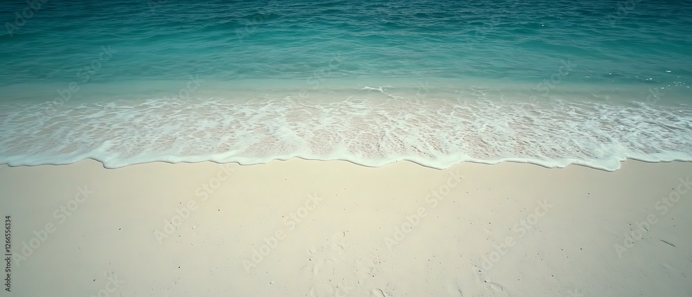 Canvas Prints Waves washing ashore on sandy tropical beach; tranquil, serene scene