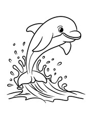 black and white animal coloring book dolphin