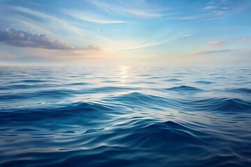 Obraz premium sea and sky Perfect beach view. Inspirational tropical beach, palm trees and white sand, circular pattern on water surface at sunrise in summer