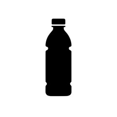 Plastic Bottle Icon: A simple, yet versatile, black silhouette icon of a plastic bottle, perfect for various design projects needing a clean and modern aesthetic.  