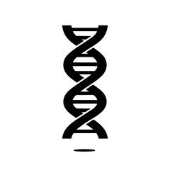 DNA Helix Icon: A bold black DNA helix icon with a drop shadow, symbolizing the fundamental building blocks of life. Perfect for websites, apps, and presentations about genetics, science.