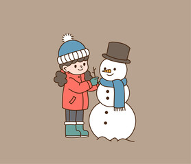 A child who makes a snowman in winter.