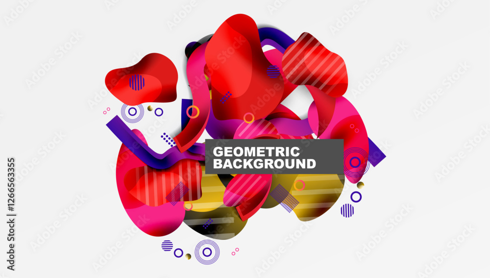 Poster Abstract background - Lines circles and liquid shapes