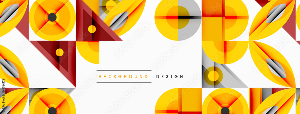 Aufkleber Dynamic geometric composition with sharp angles, circular forms, and gradient colors