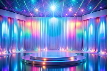 3D rendered pedestal Stage with ball in pastel color, Platforms for product presentation, mock-up background, Pink and blue colors Backgrounds,Futuristic design