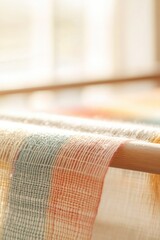 Softly illuminated textile showcasing intricate weaving techniqu