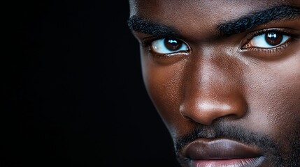 Obraz premium A close up of a man's face with blue eyes