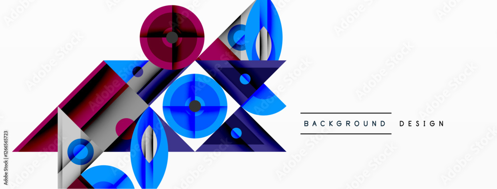 Aufkleber Dynamic geometric composition with sharp angles, circular forms, and gradient colors