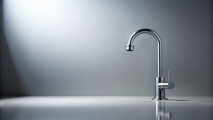 Sleek Modern Kitchen Faucet on a Smooth Countertop Against a Neutral Wall