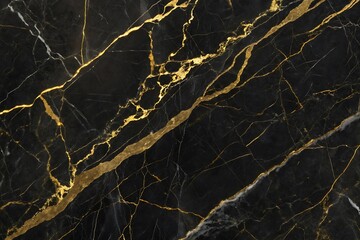 Deep black marble with striking gold streaks for a bold and elegant aesthetic. Generative AI