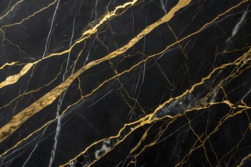 Deep black marble with striking gold streaks for a bold and elegant aesthetic. Generative AI