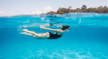 Underwater View of a Swimmer in Action