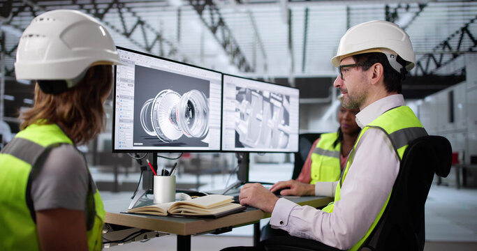 African-American engineer inspects aircraft jet engine