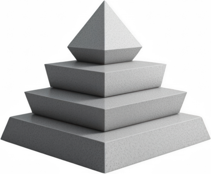 Abstract Grey Stone Pyramid Structure Layered Geometric Shape 3D Render