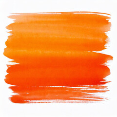 Horizontal Watercolor stroke of orange color with stains on white background
