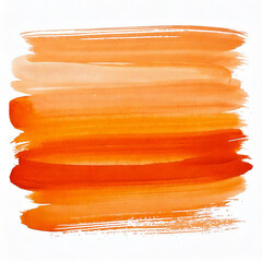 Horizontal Watercolor stroke of orange color with stains on white background
