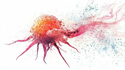 Aggressive Growth Cancer Cell Structure and Degradation Illustration