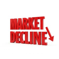 Fototapeta premium 3D red colour Market decline on white background 
