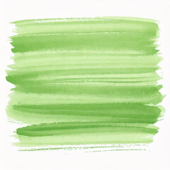 Horizontal Watercolor stroke of green color with stains on white background