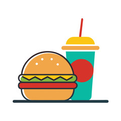 Colorful Cartoon Burger and Soda Illustration