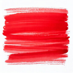 Horizontal Watercolor stroke of red color with stains on white background