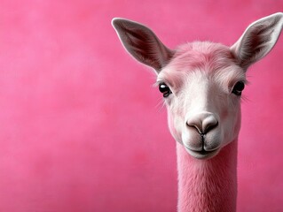 Obraz premium A pink llama with a pink background